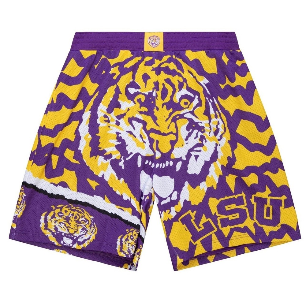 MITCHELL & NESS MEN'S XL NCAA JUMBOTRON 2.0 SUBLIMATED SHORTS LSU TIGERS NWOT